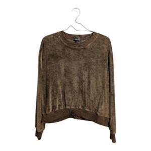 Summersalt The Plush Velour Relaxed Crew Sweatshirt Brown Loungewear Cozy L